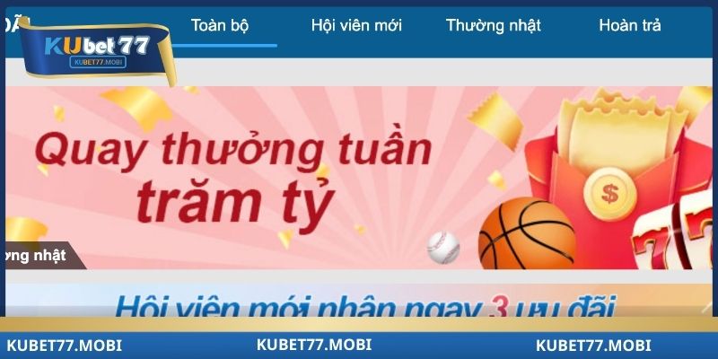 Quay thưởng tuần để nhận tiền mặt lên đến 500K