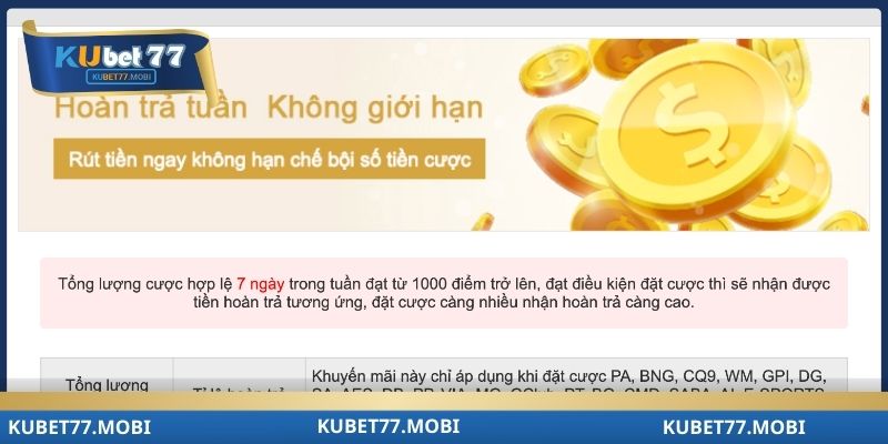 Sơ lược vài thông tin ưu đãi từ kubet77